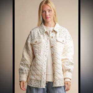 Floral Cream Quilted Utility Jacket